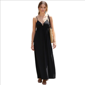 Entro O-Ring Black Maxi Dress